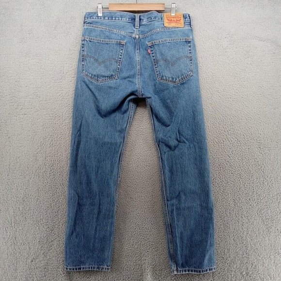 Levis 505 Jeans Mens 36x32 Blue‎ Light Wash Original Straight Leg Classic Denim - Picture 5 of 9